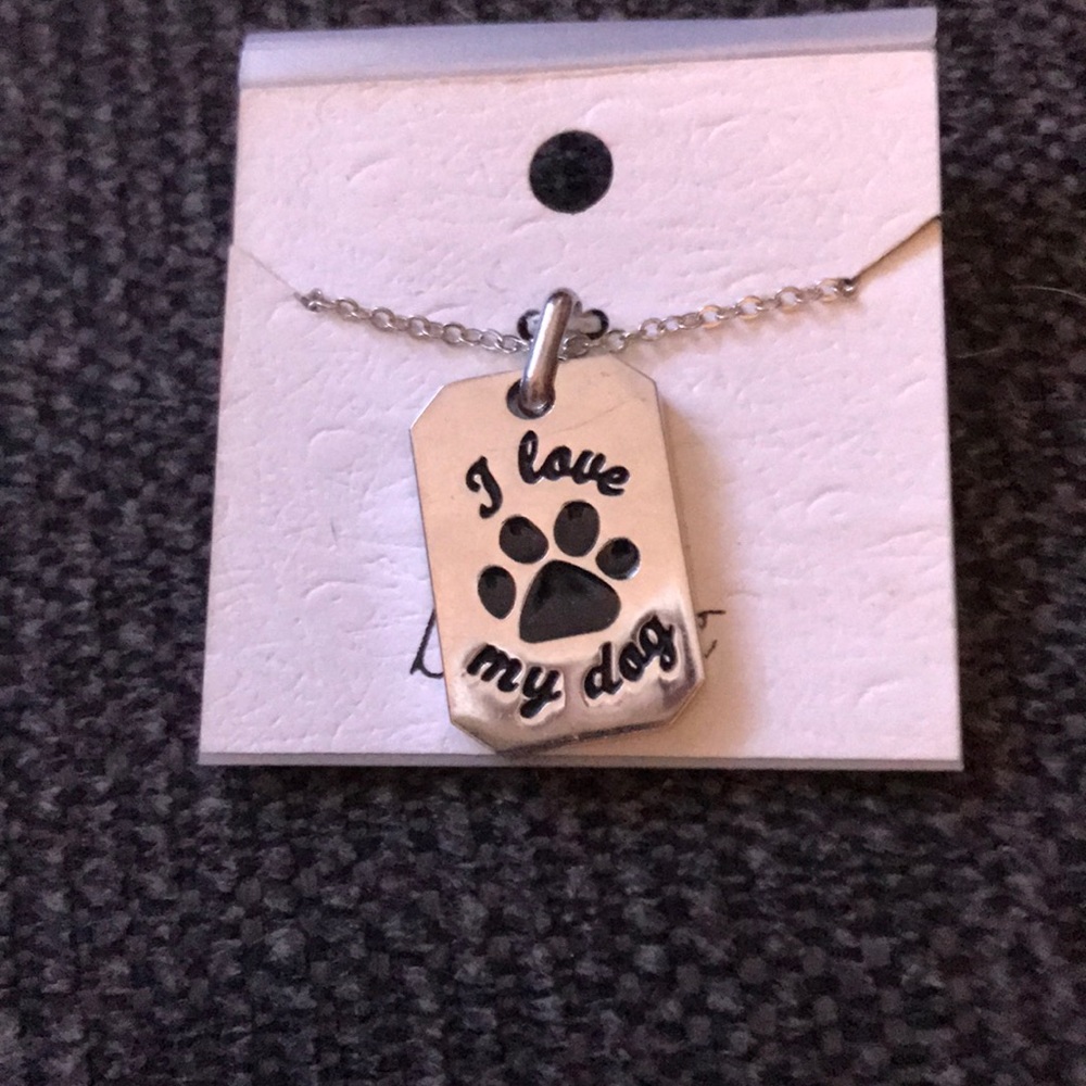 Bria Kate Silver Dog Tag Style Animal Lovers DOG 9” necklace paw print gift NEW